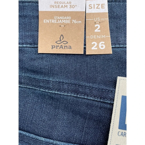 Prana Oday Skinny Jeans Stretch Mid Rise Blue Indigo Size 2/26 - Picture 8 of 10